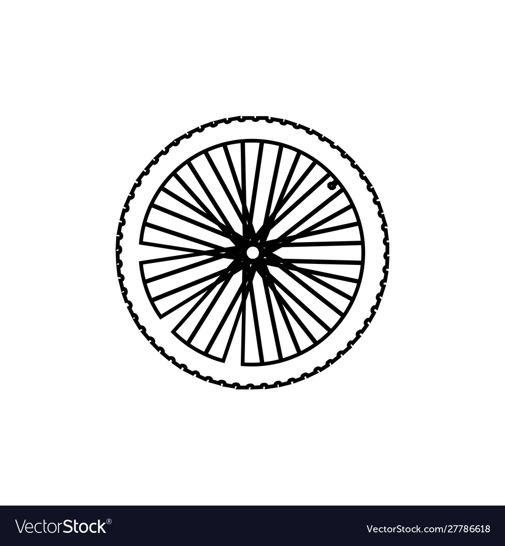 Bike wheel black silhouette stock isolated