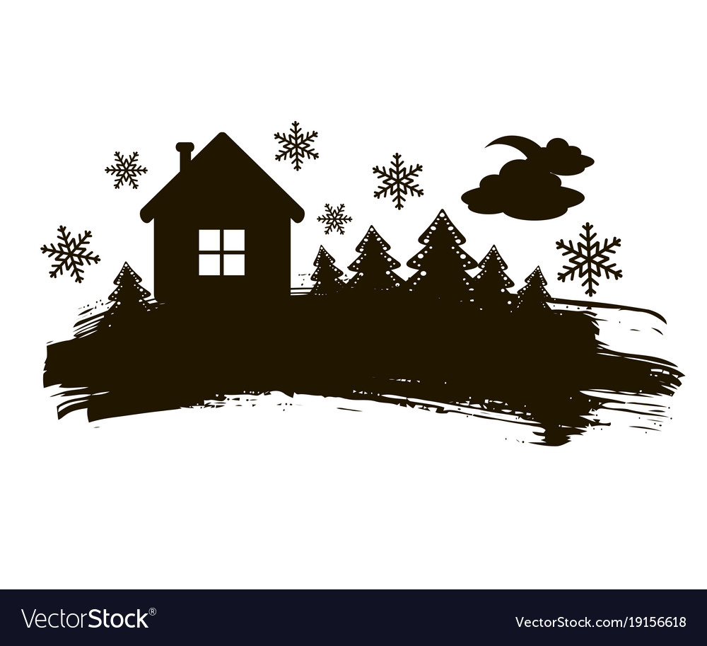 Download Black and white christmas silhouette Royalty Free Vector