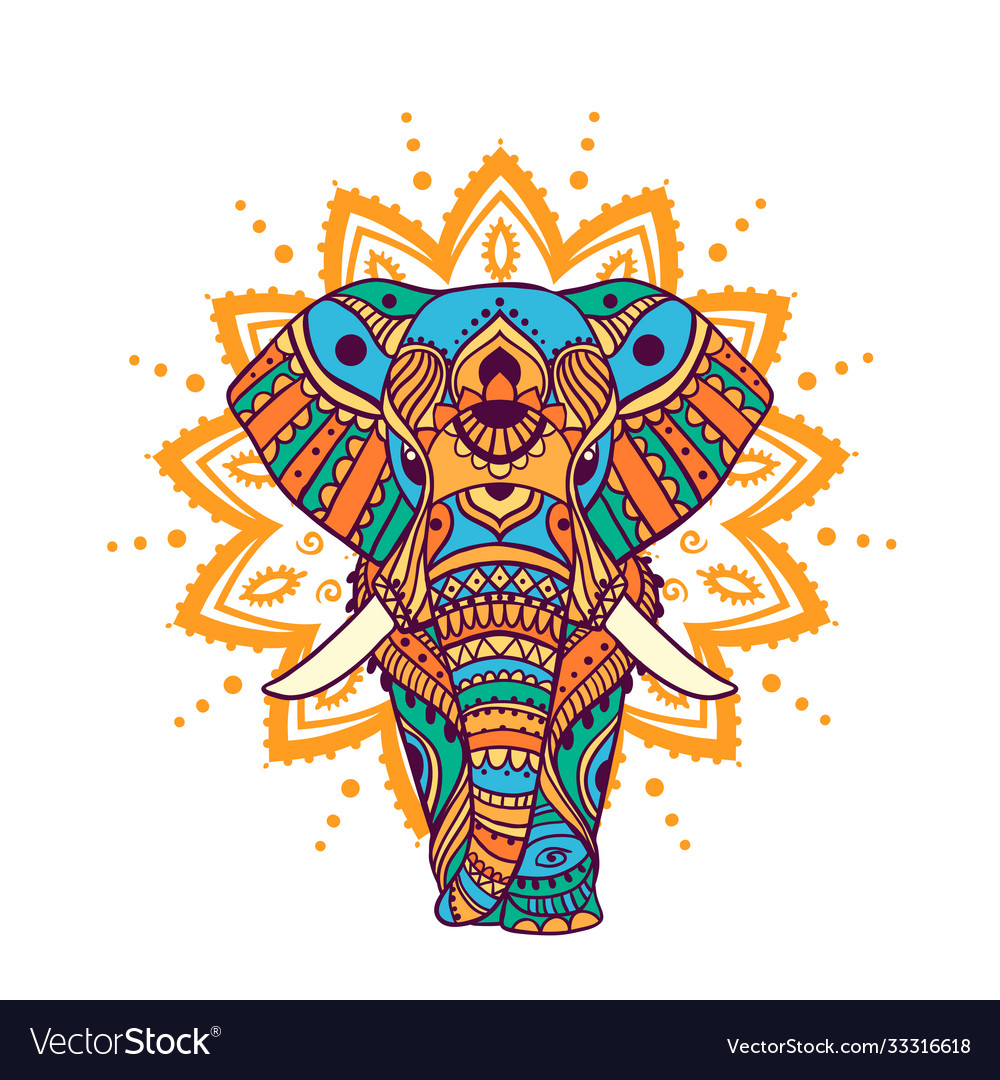 Boho elephant pattern floral Royalty Free Vector Image