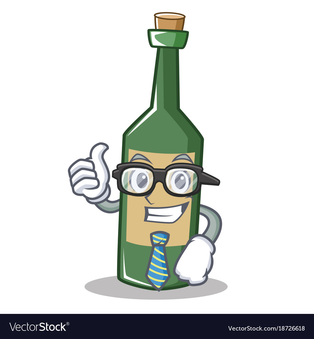 Businessman wine bottle character cartoon