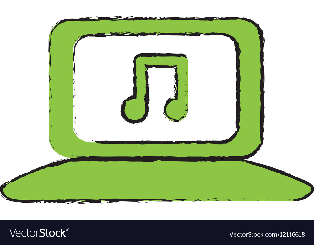 Computer with music icon image