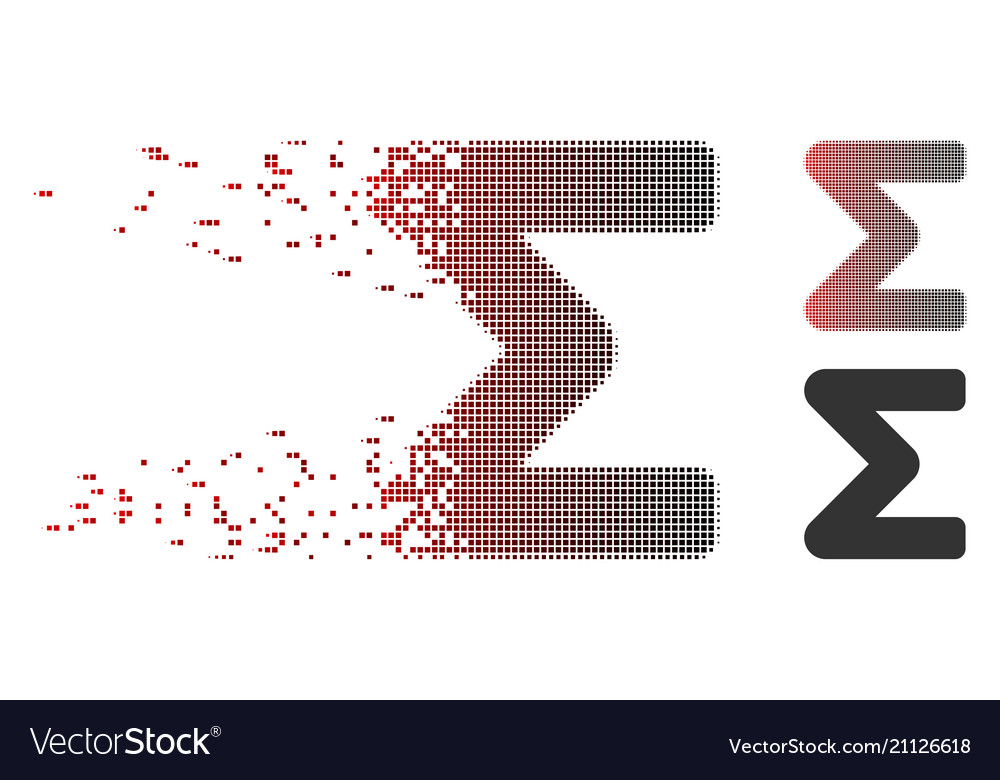 Dissipated pixel halftone sum icon vector image Dissipated pixel halftone sum icon
