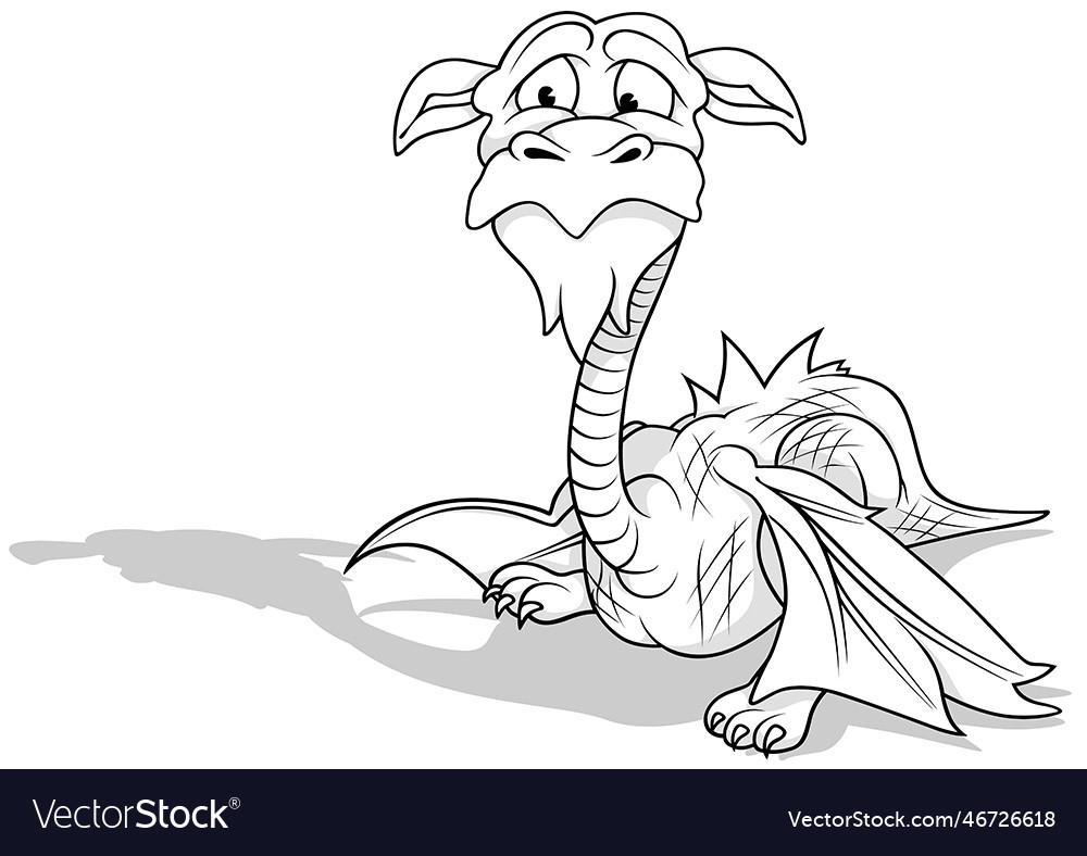 Drawing of a friendly dragon Royalty Free Vector Image