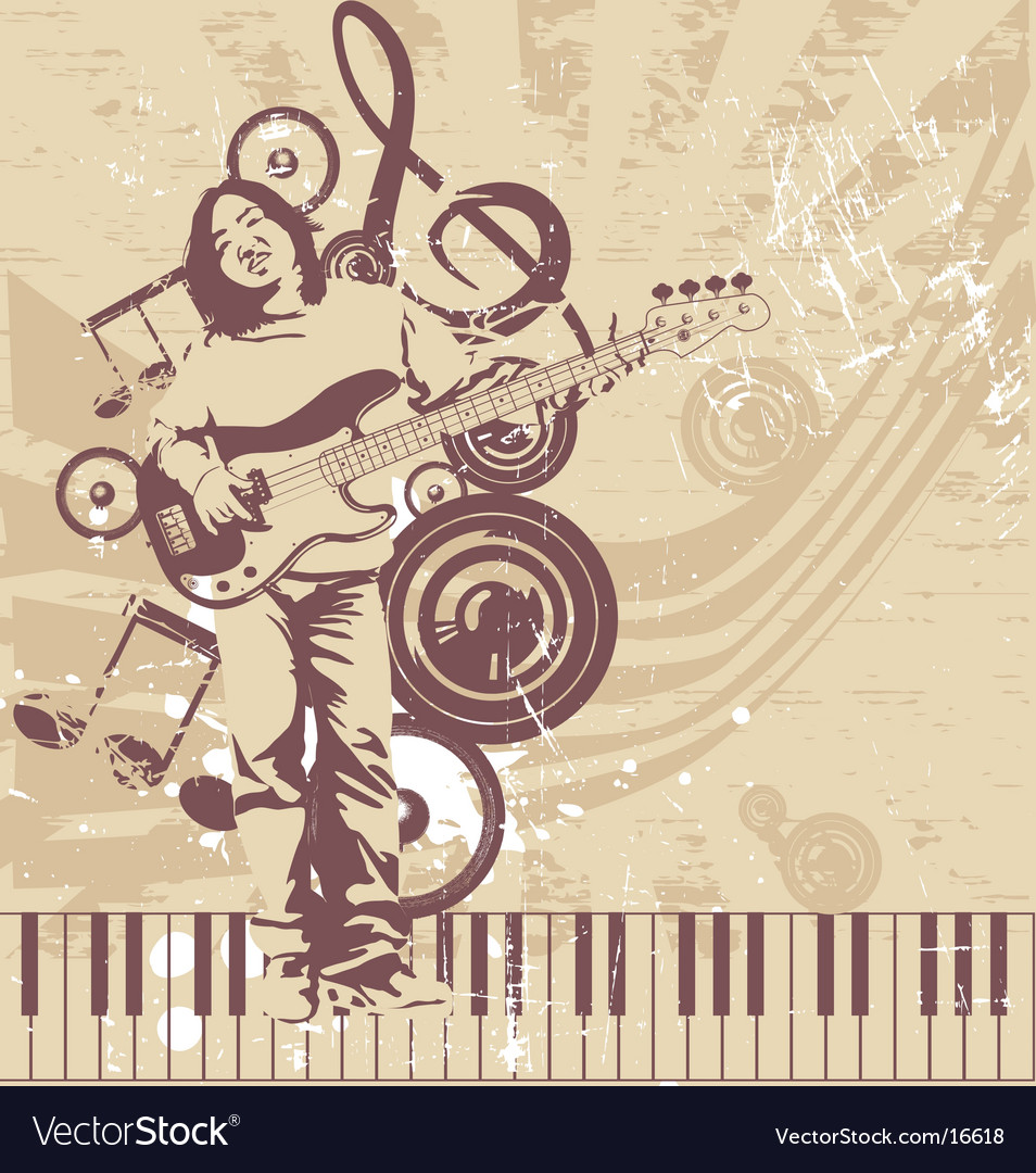 Funky bass player Royalty Free Vector Image - VectorStock