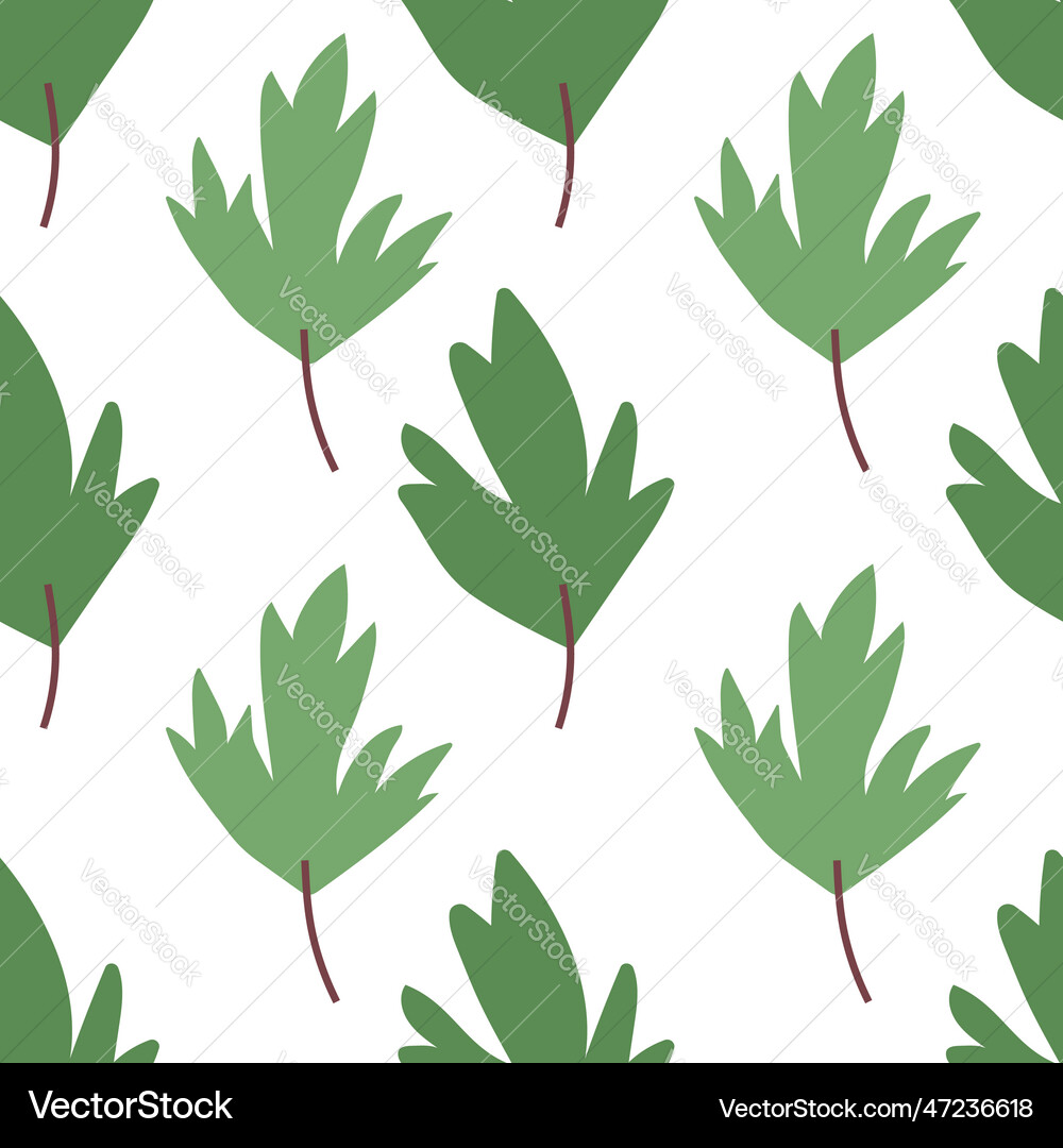 Green leaf seamless pattern on Royalty Free Vector Image