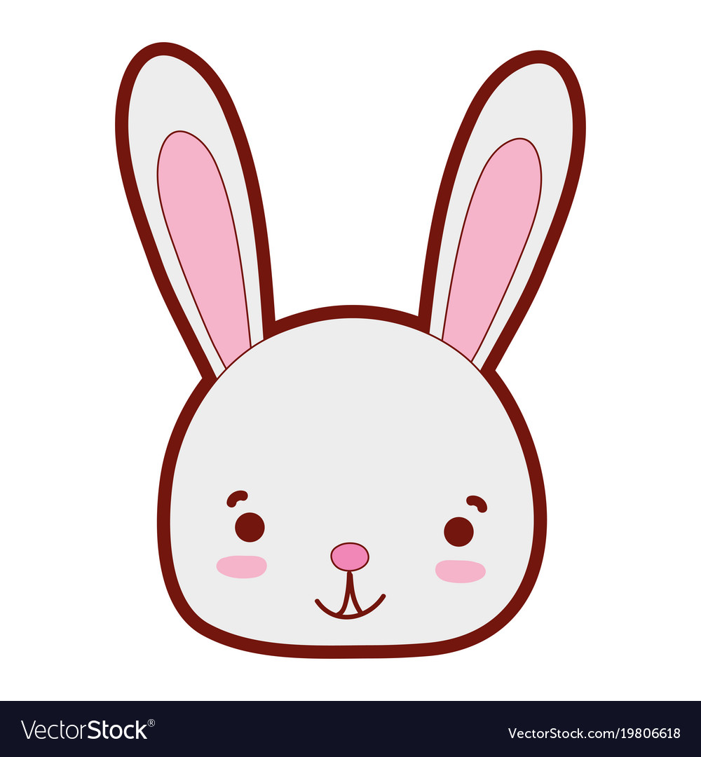 Line color smile rabbit head wild animal Vector Image