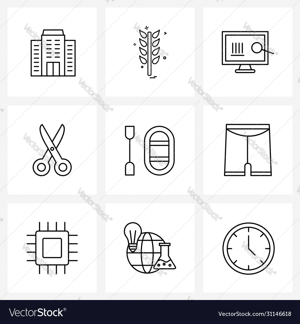 Modern style set 9 line pictograph grid based