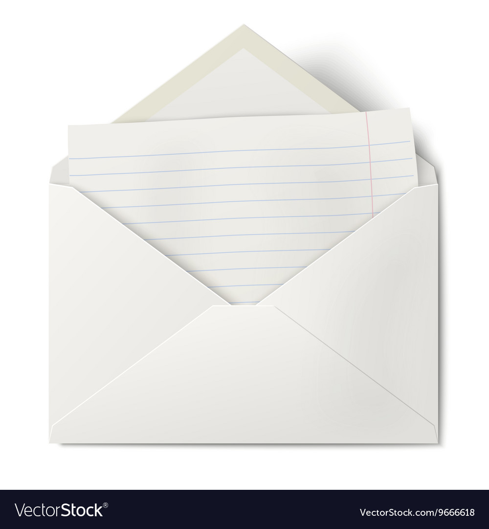 Opened envelope with lined sheet of paper inside