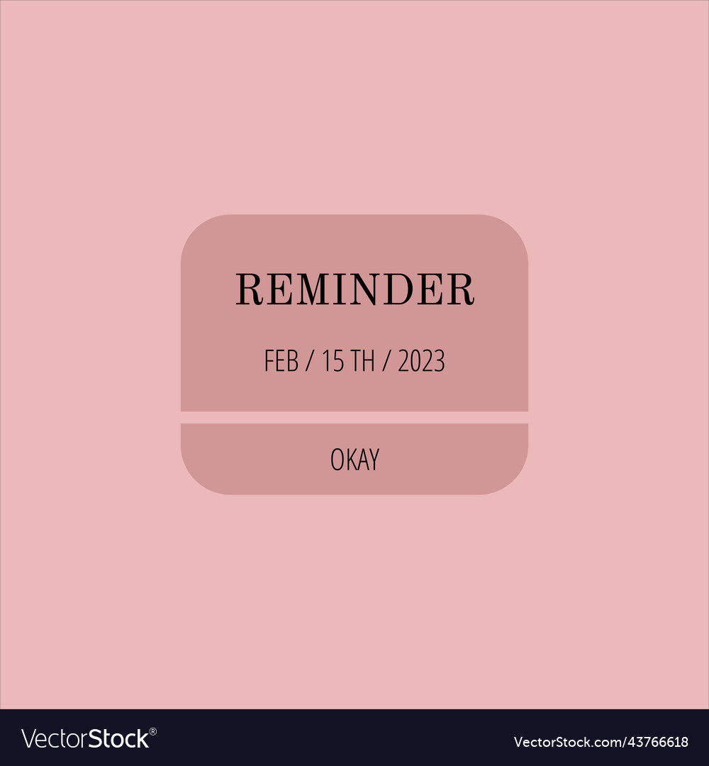 Pink reminder in design mockup notifications web vector image Pink reminder in design mockup notifications web