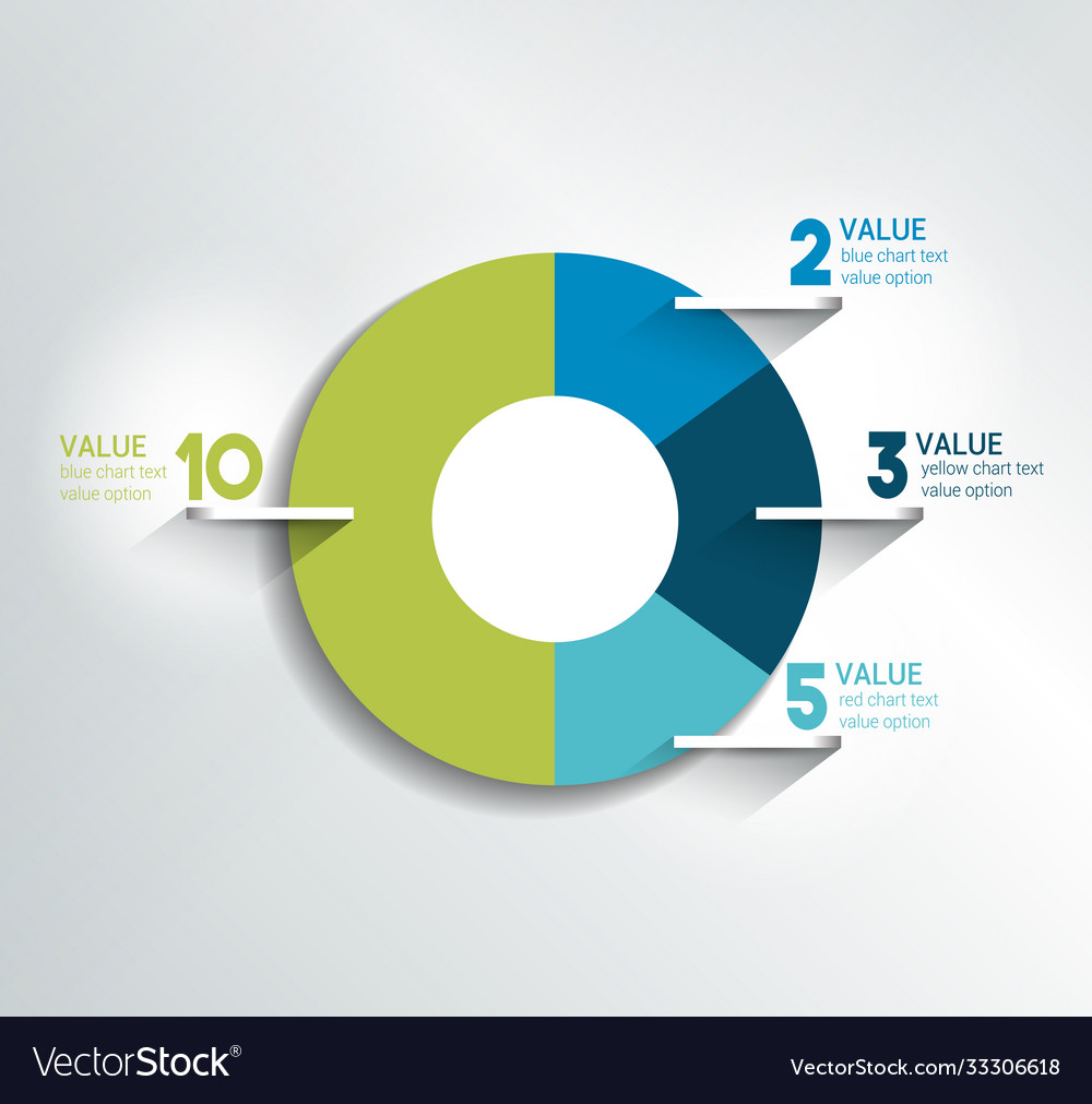 Round circle chart graph simply color editable vector image Round circle chart graph simply color editable
