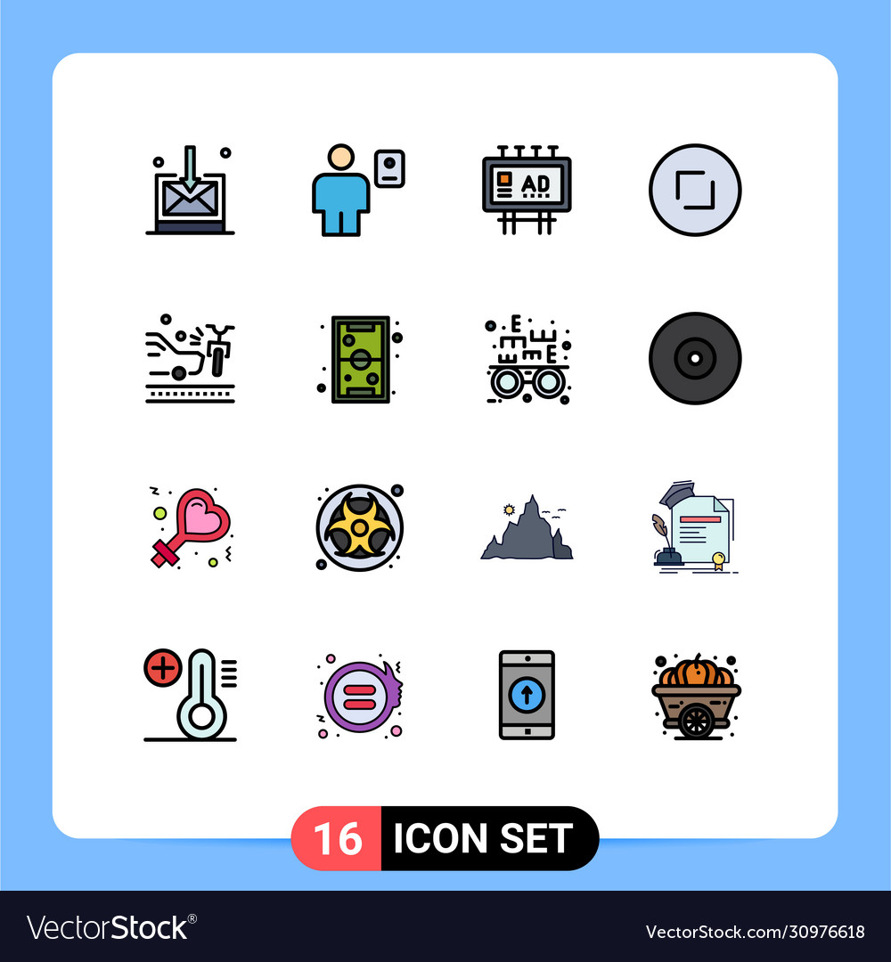 Set 16 flat color filled lines on grid