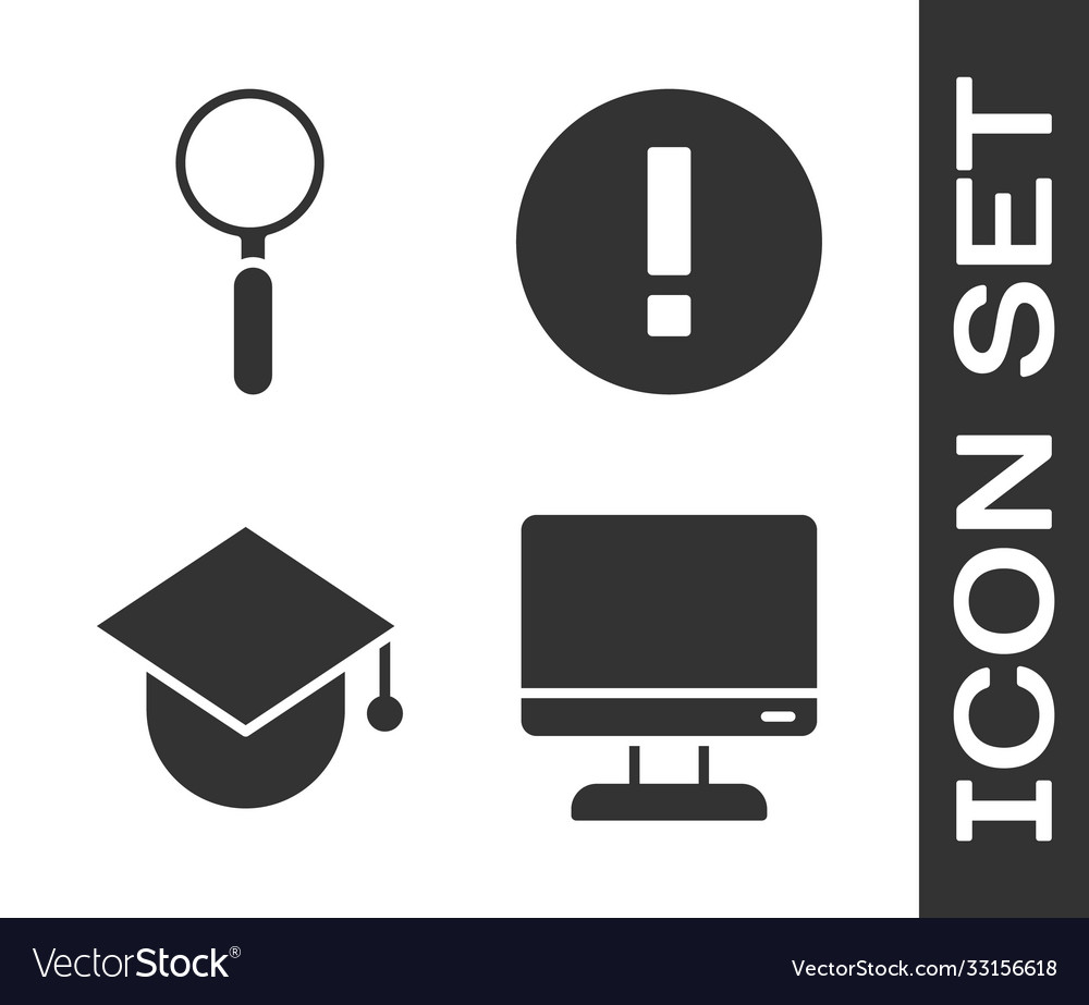 Set computer monitor screen magnifying glass Vector Image Set computer monitor screen magnifying glass