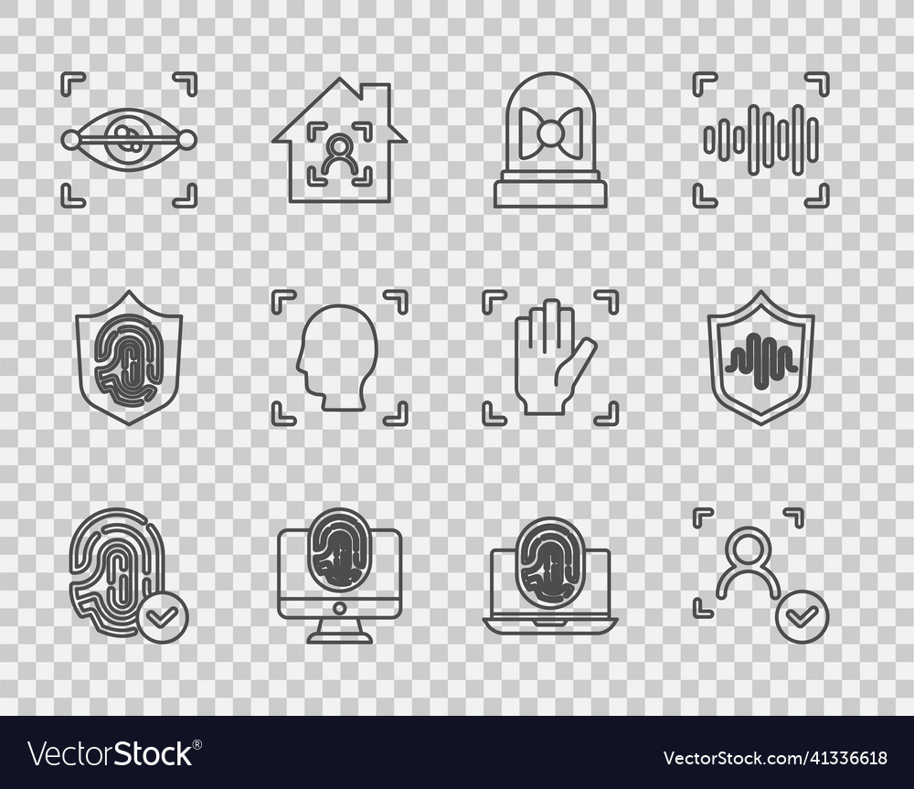 Set line fingerprint face recognition motion Vector Image Set line fingerprint face recognition motion