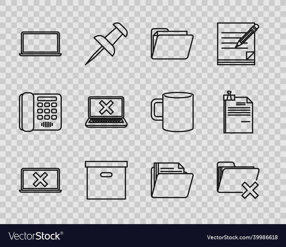 Set line laptop and cross mark on screen delete vector image Set line laptop and cross mark on screen delete