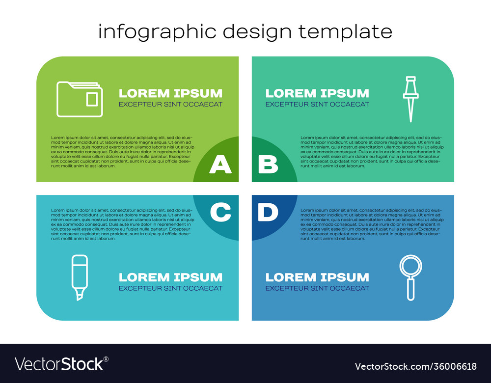 Set line marker pen document folder magnifying vector image Set line marker pen document folder magnifying