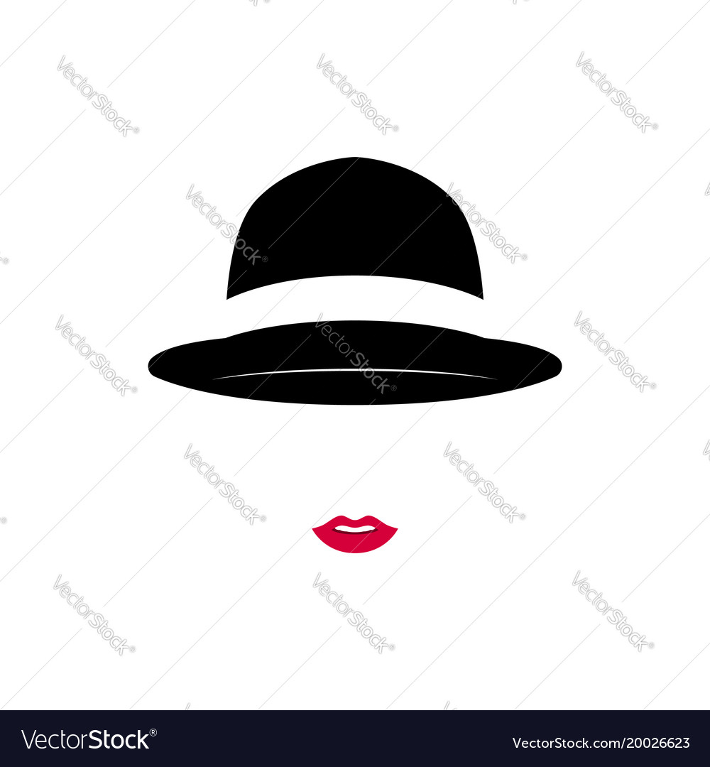 Beautiful lady wearing vintage hat on white