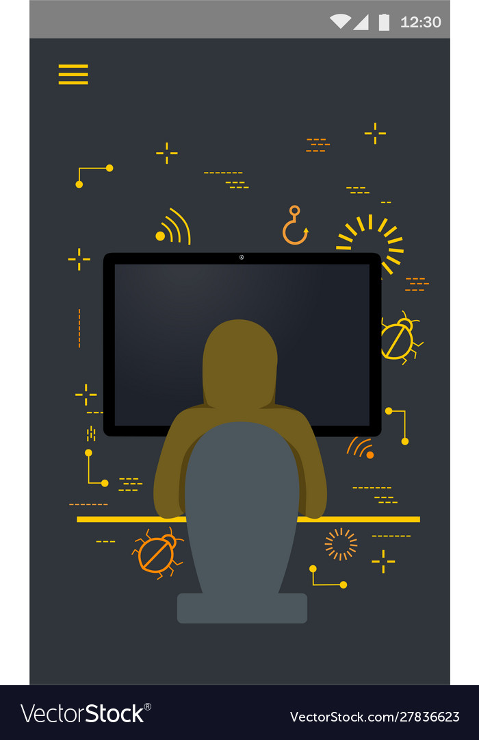 Computer hacker isolated vector image Computer hacker isolated