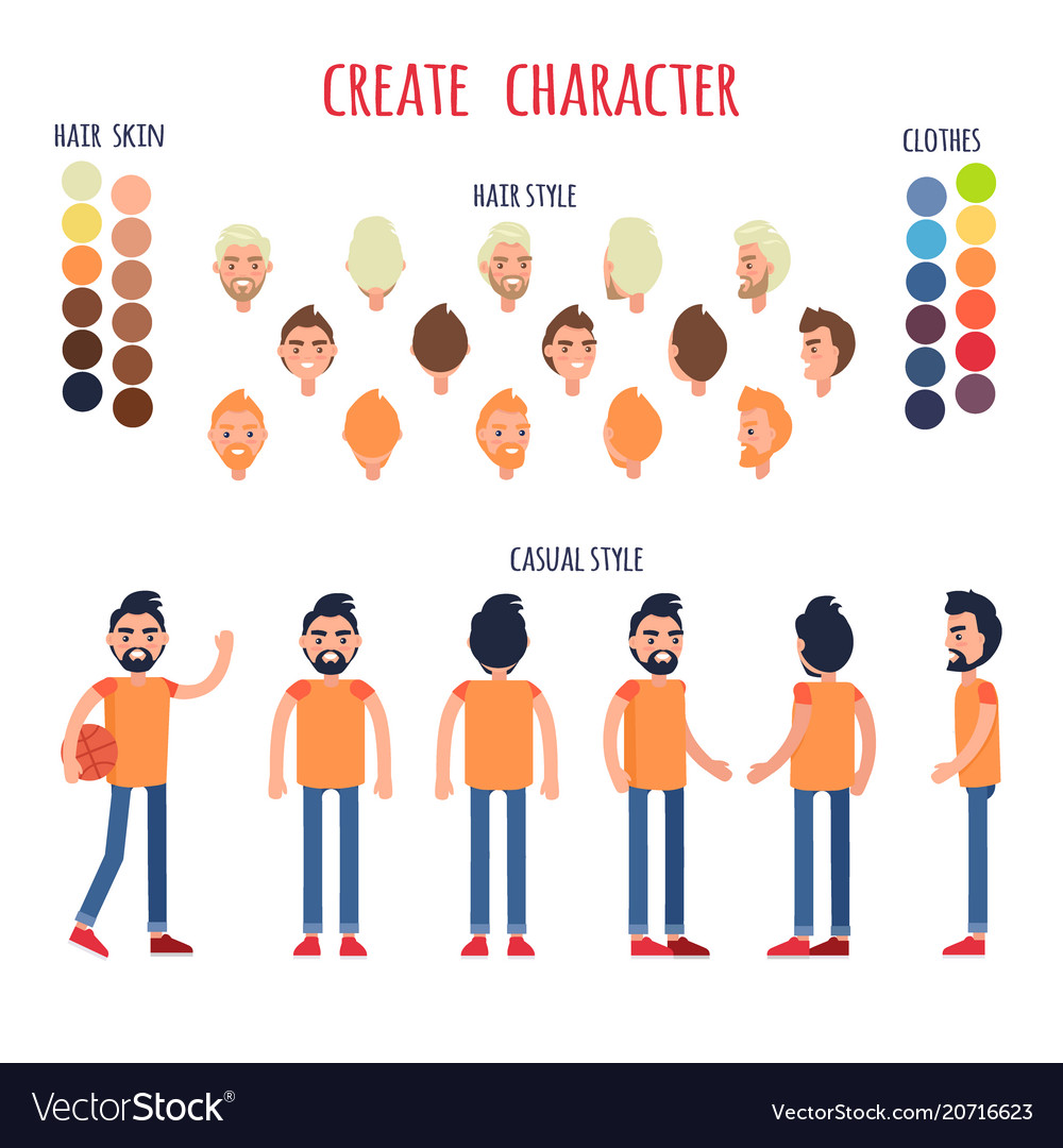 Create character banner in casual style vector image Create character banner in casual style