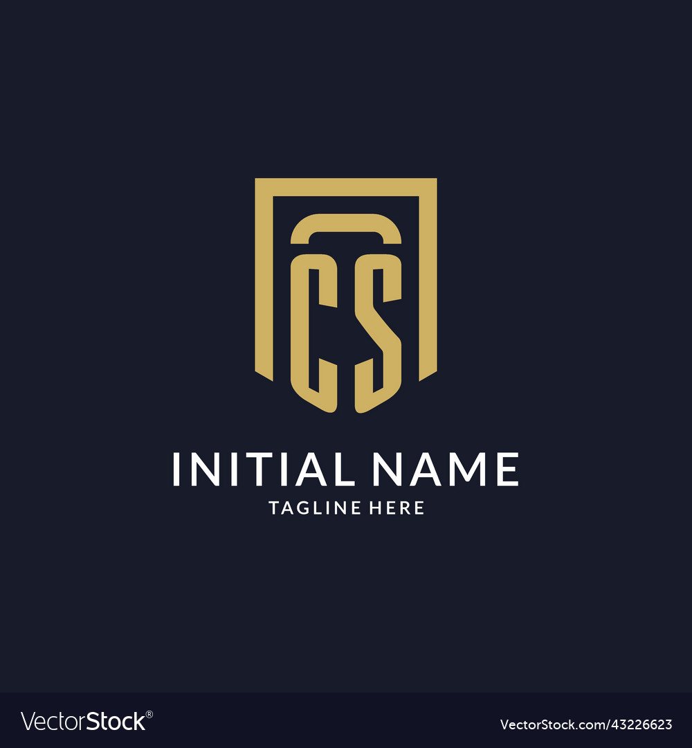 Cs logo initial with geometric shield shape Vector Image