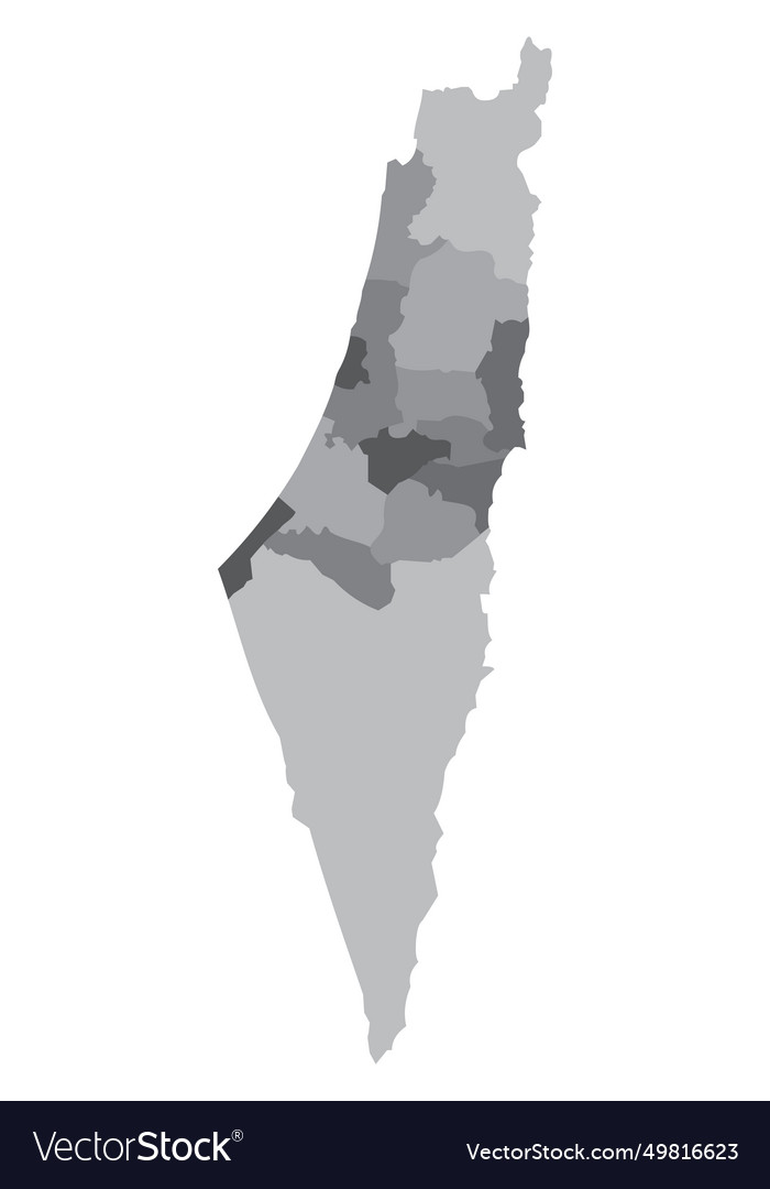 Detailed map of palestine grey Royalty Free Vector Image