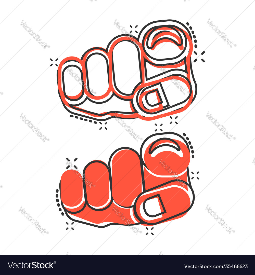 Finger point icon in comic style hand gesture