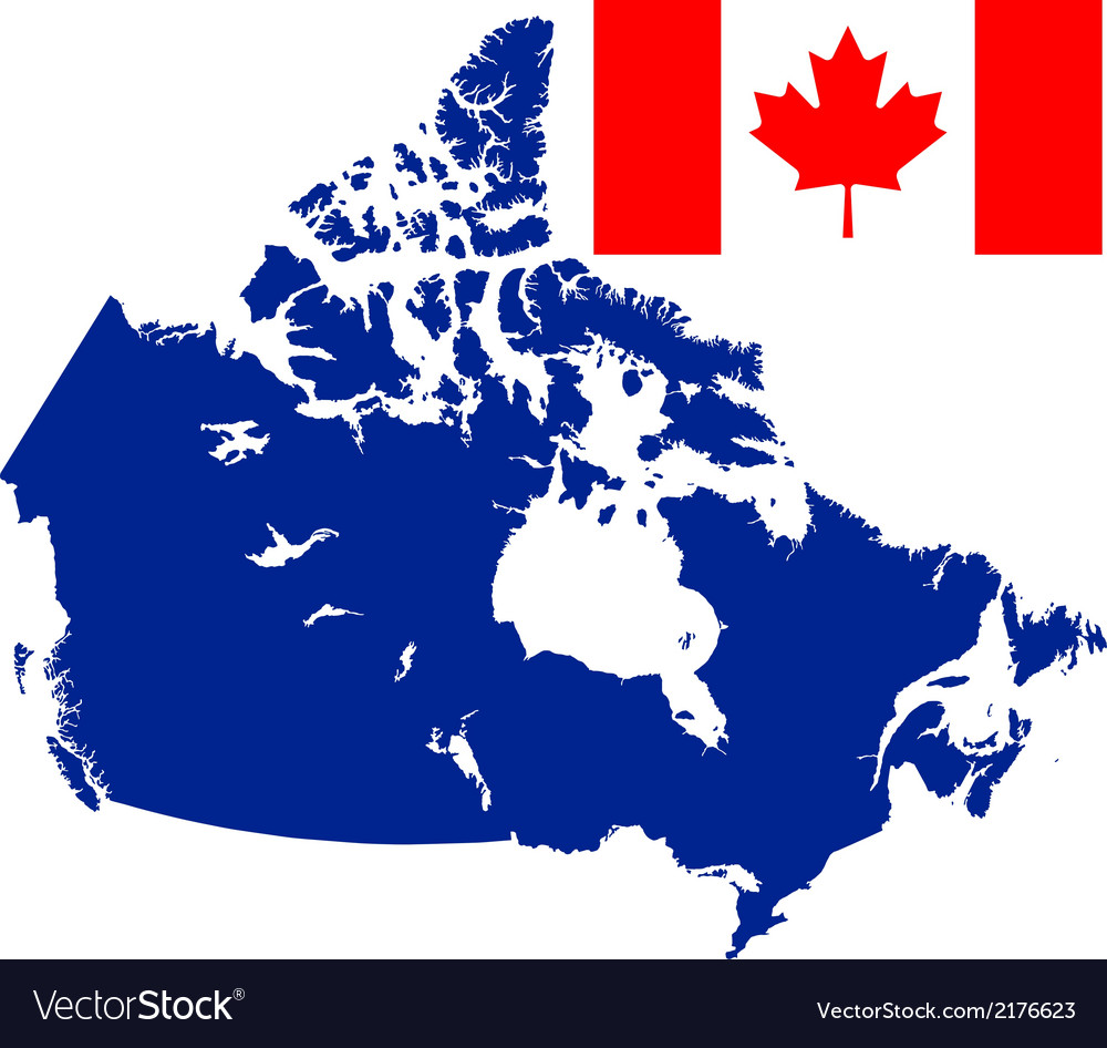 Flag and map of canada Royalty Free Vector Image