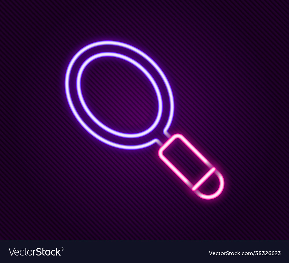 Glowing Neon Line Hand Mirror Icon Isolated Vector Image