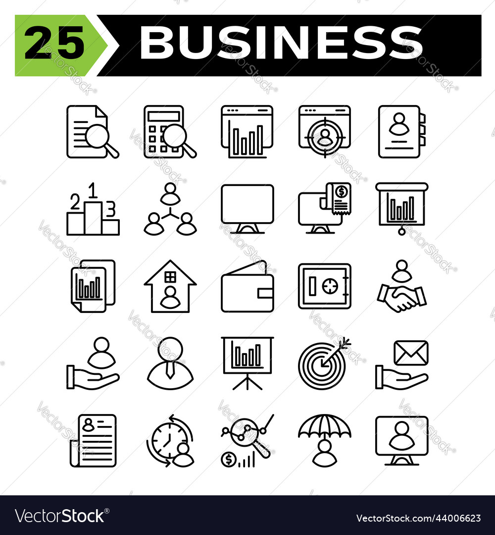Office business icon set include document search
