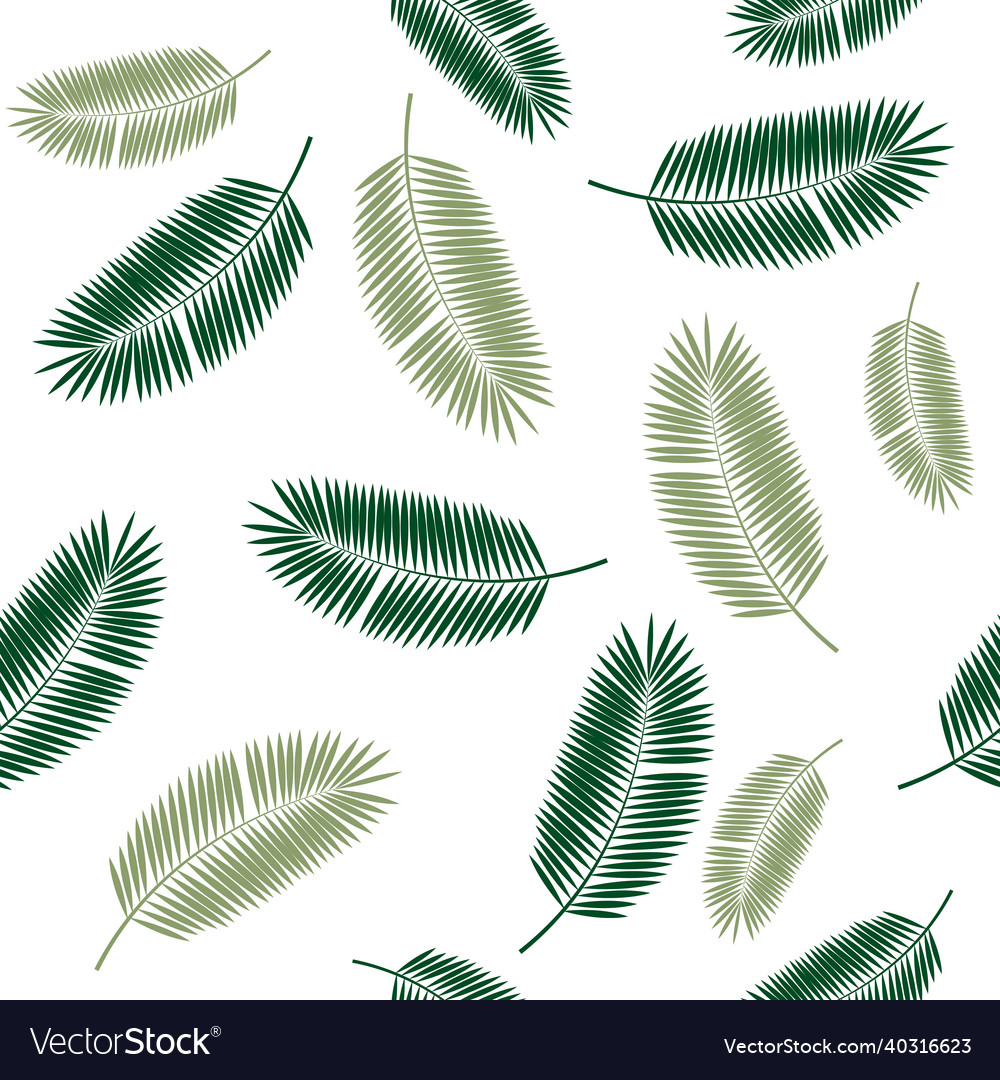 Palm leaf seamless pattern background vector image Palm leaf seamless pattern background