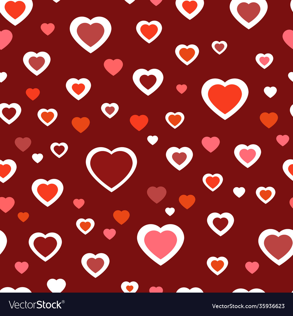 Red pattern with hearts chaotic