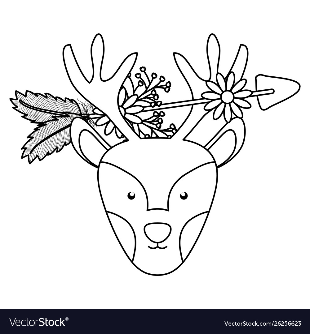 Reindeer with arrow bohemian style character