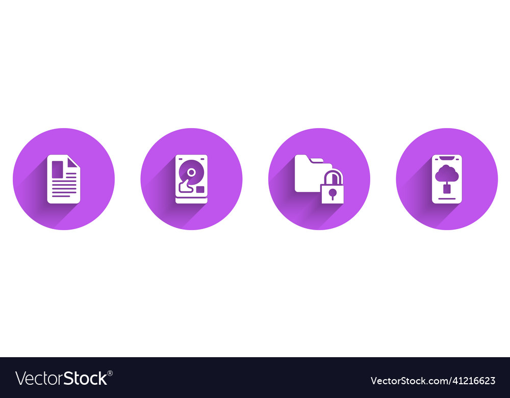 Set file document hard disk drive hdd folder vector image Set file document hard disk drive hdd folder