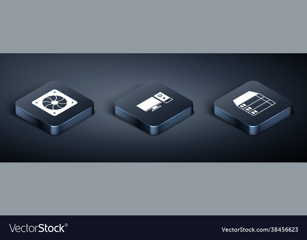 Set isometric computer cooler server data web Vector Image Set isometric computer cooler server data web