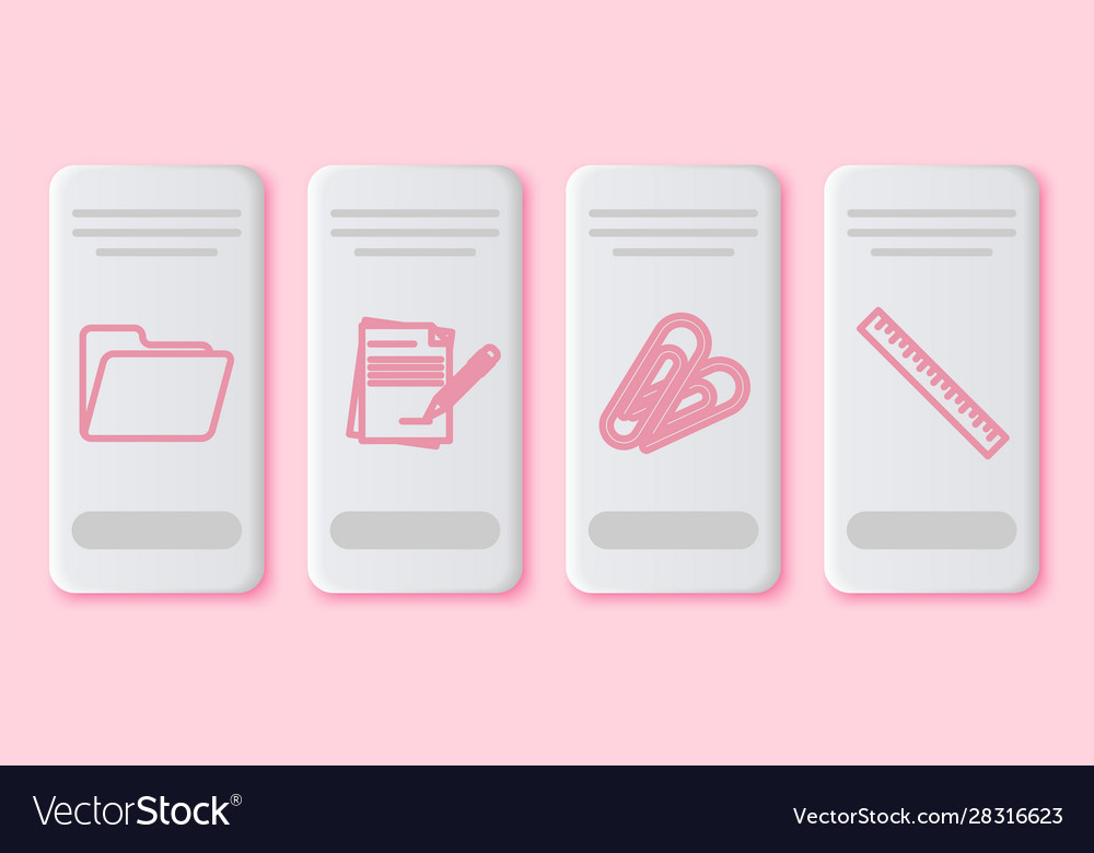 Set line document folder blank notebook vector image Set line document folder blank notebook