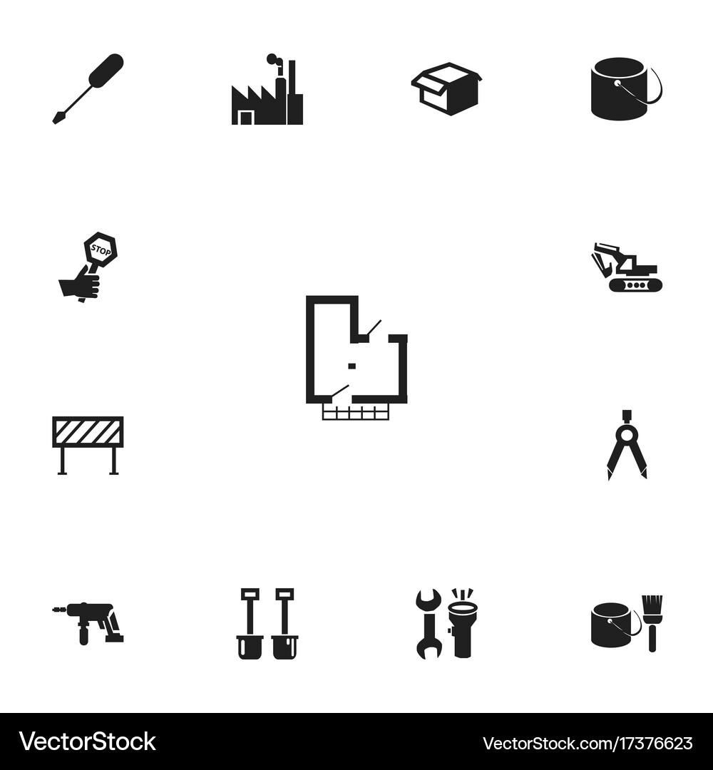 Set of 13 editable structure icons includes Vector Image