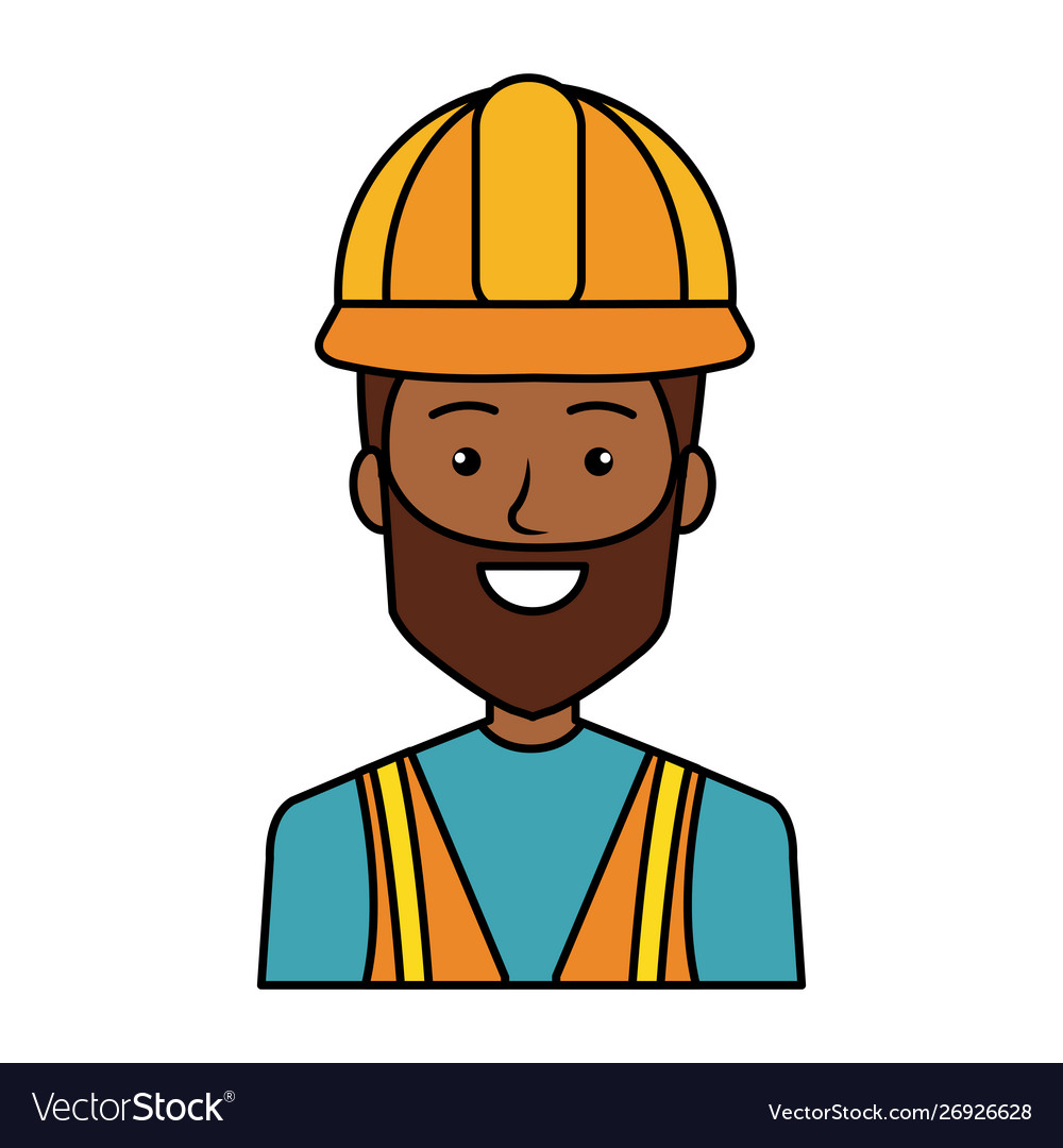Afro builder constructor with helmet character