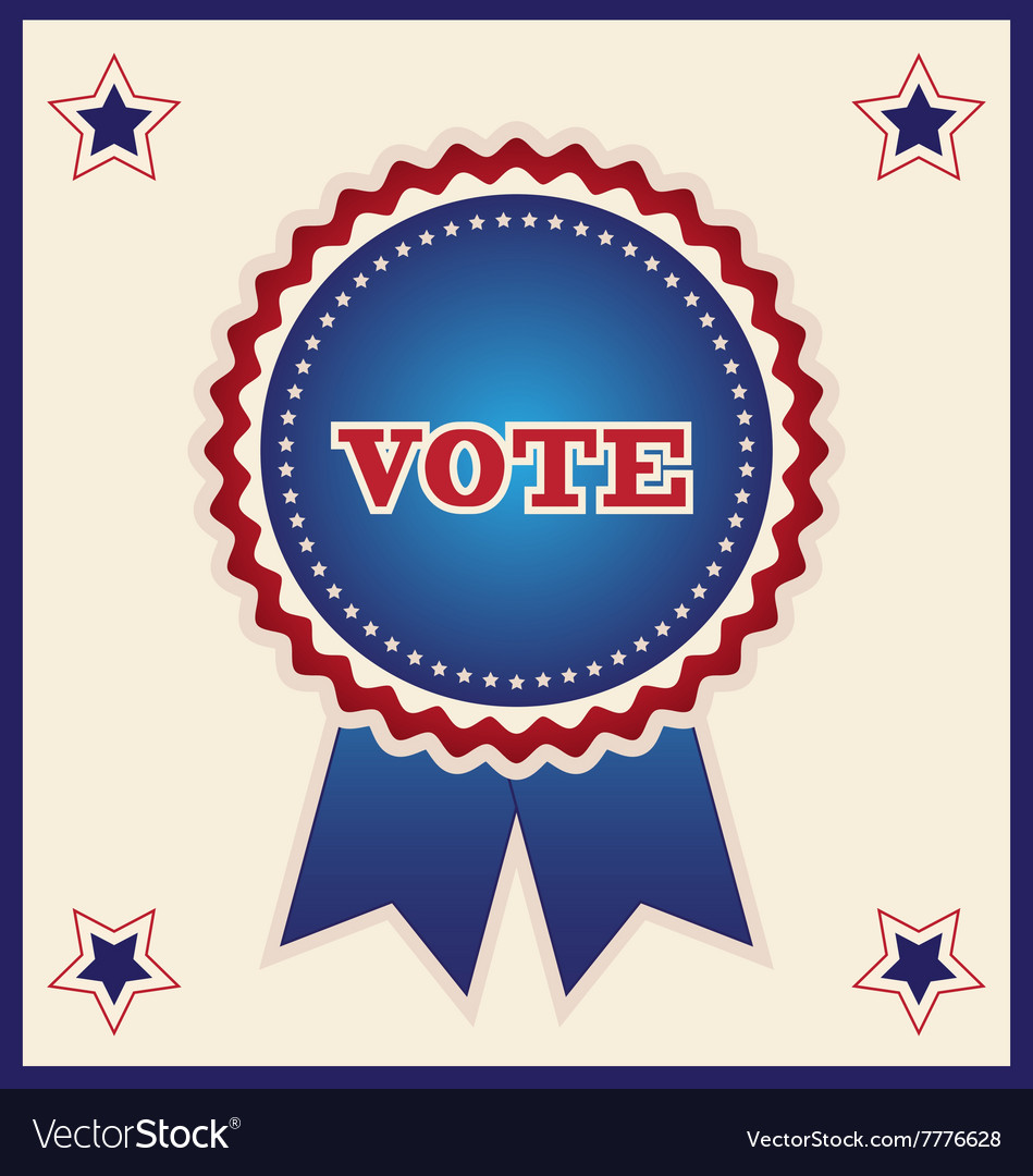 Blue election ribbon and stars design element