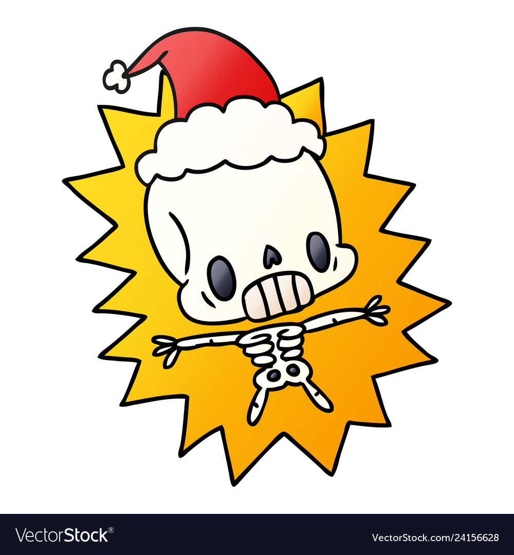 Christmas gradient cartoon of kawaii skeleton