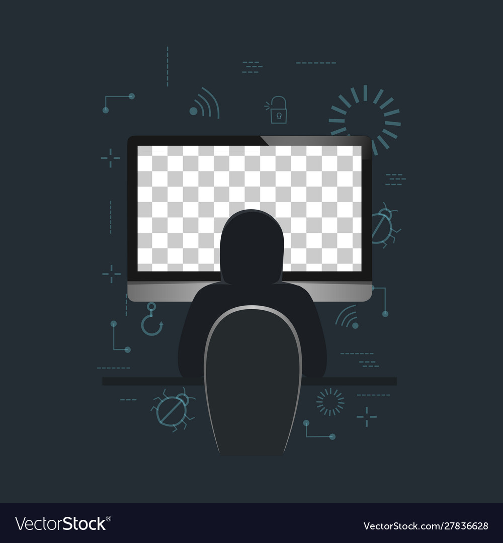 Computer hacker isolated vector image Computer hacker isolated