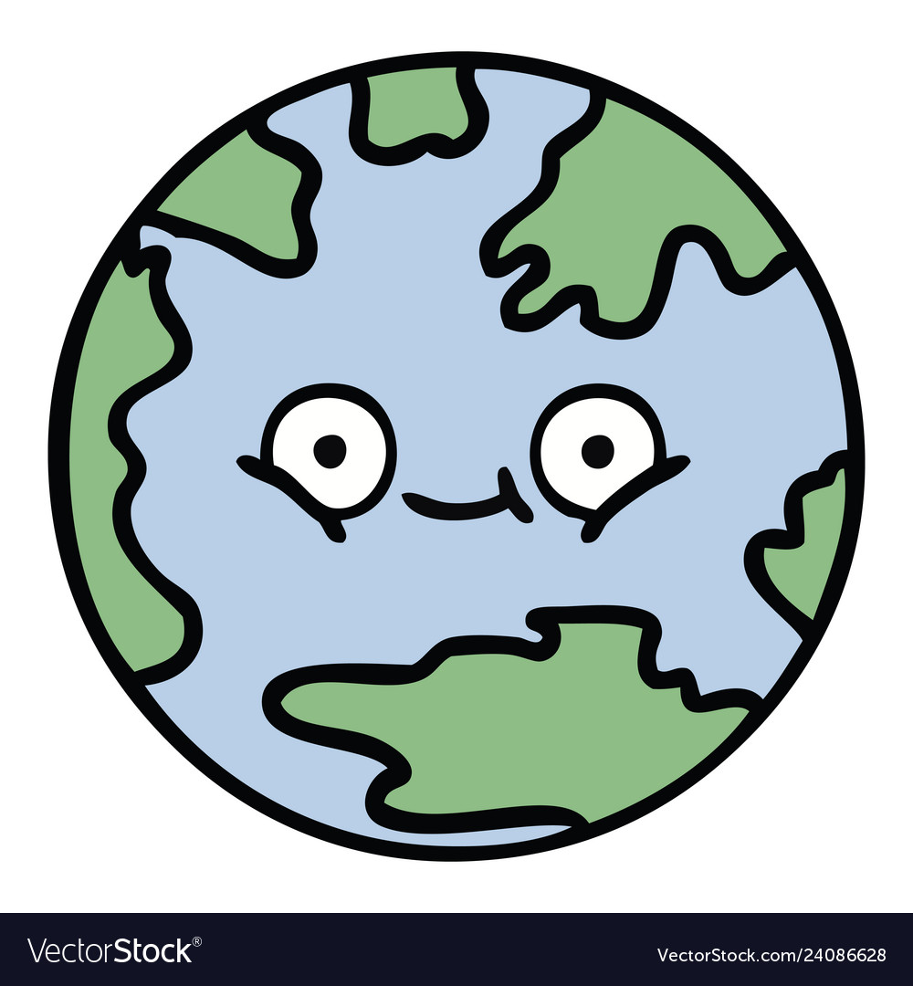 Cute cartoon planet earth