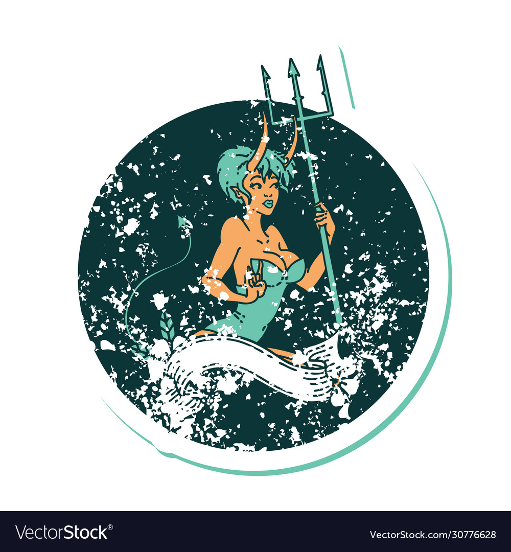 Distressed sticker tattoo style icon a pinup