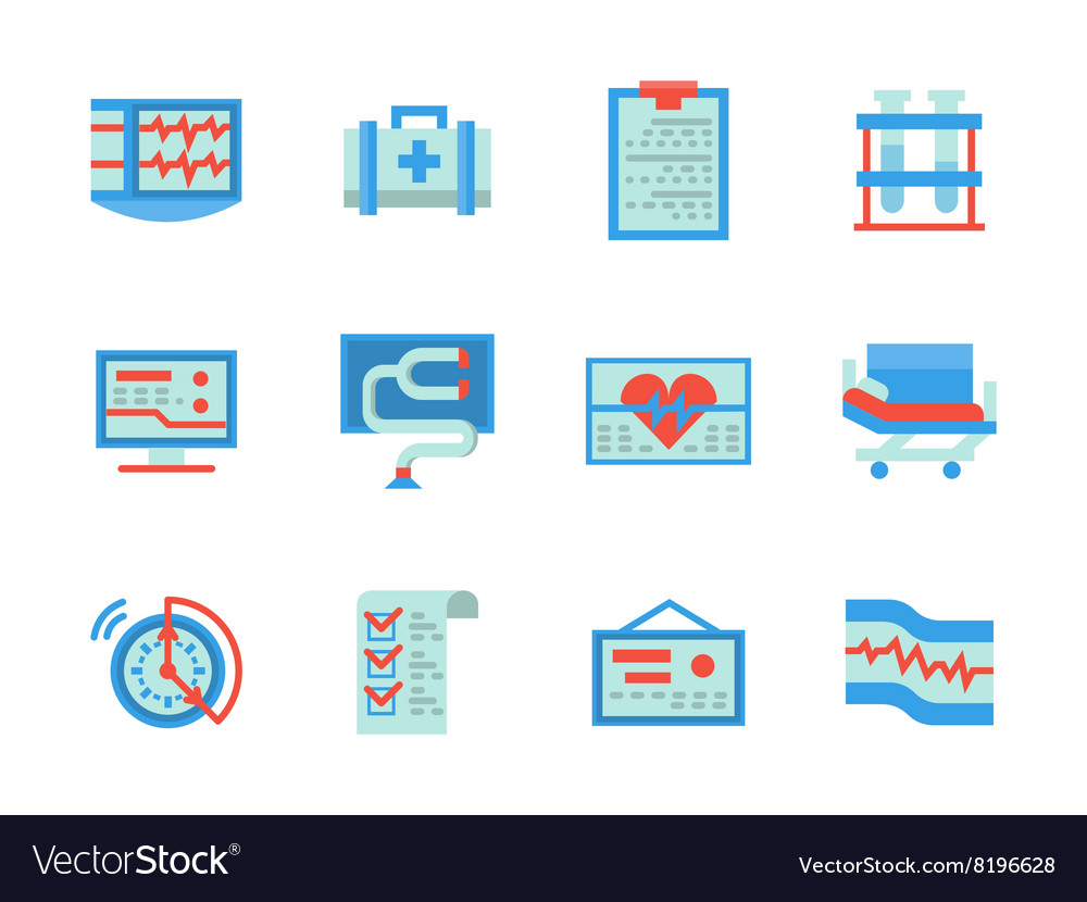 Flat color design healthcare icons