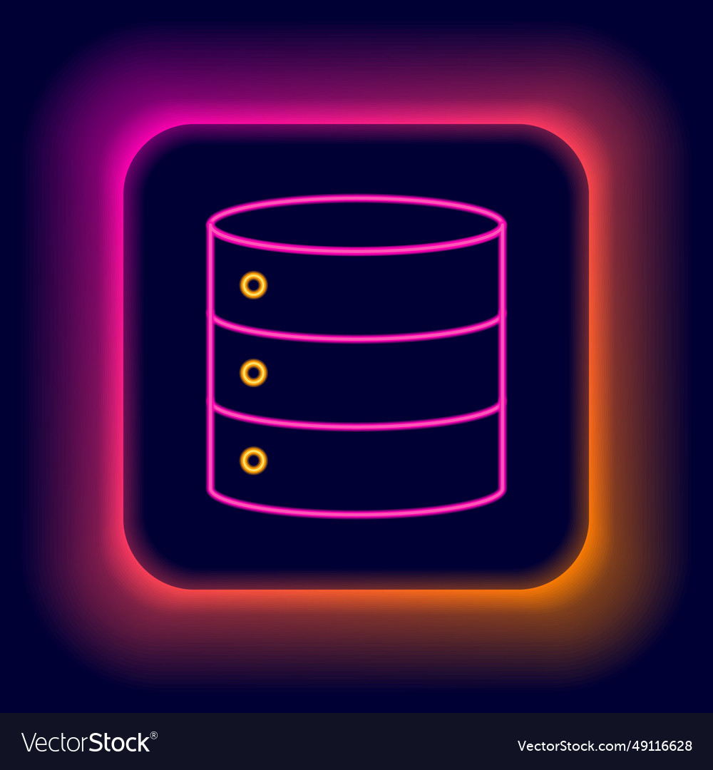 Glowing neon line server data web hosting icon vector image Glowing neon line server data web hosting icon