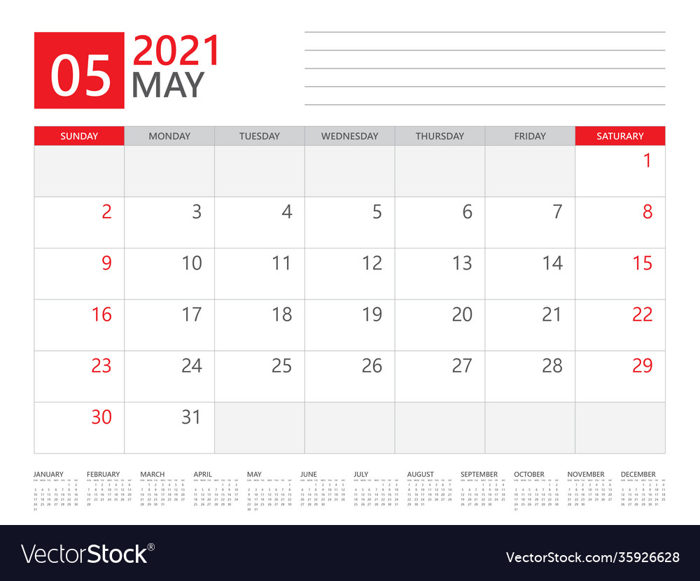 Mai 2021 Kalenderplaner Set für Vorlage