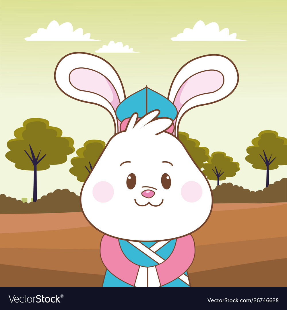 Mid autumn cute rabbit cartoon