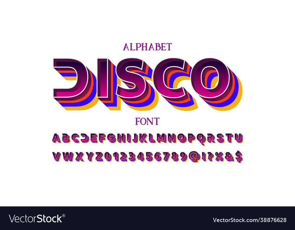 Modern font 3d alphabet shadow effect colorful Vector Image