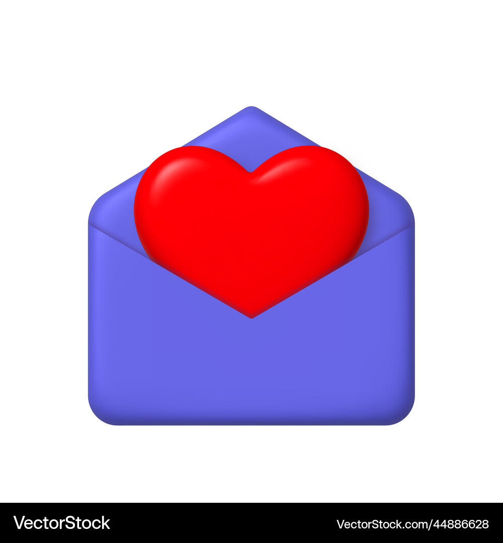 New message 3d icon purple open mail envelope Vector Image