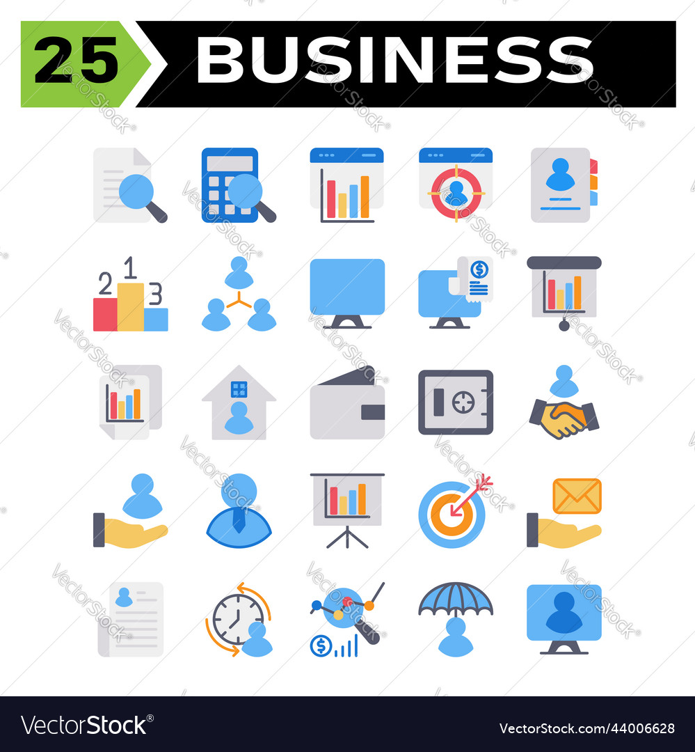 Office business icon set include document search