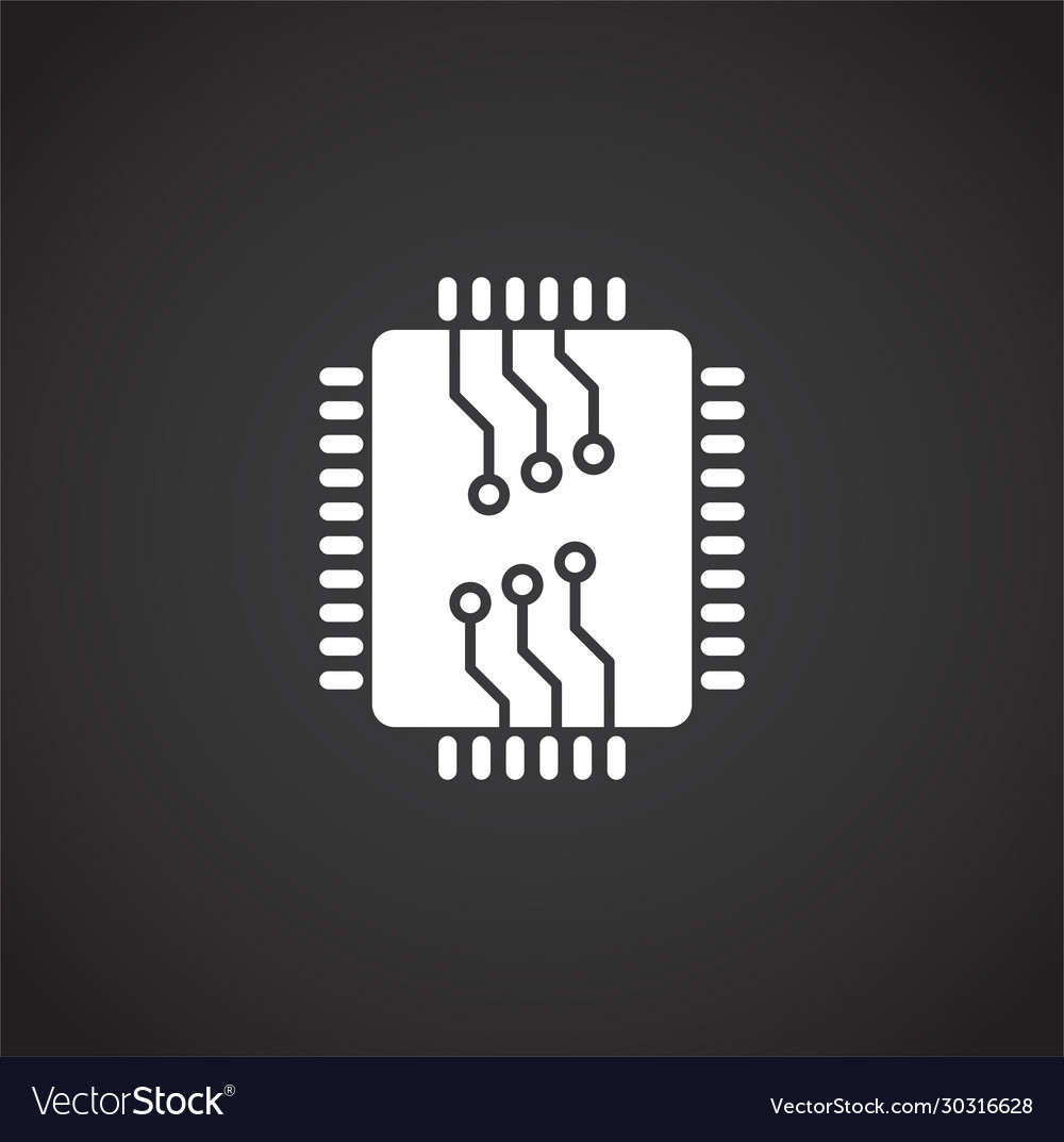 Processor chip related icon on background vector image Processor chip related icon on background