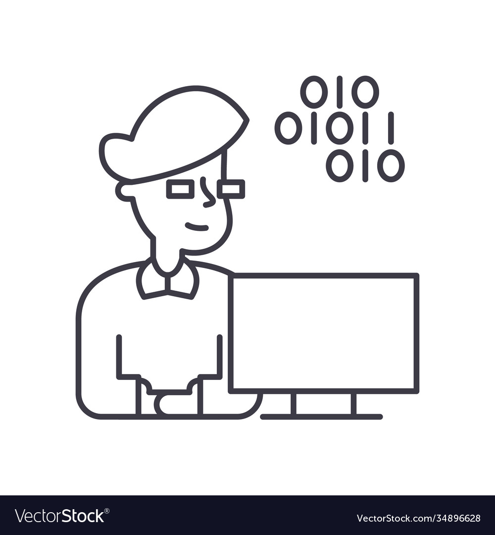 Programmer image icon linear isolated Vector Image Programmer image icon linear isolated